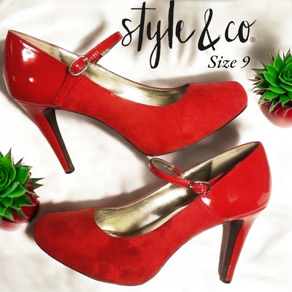 Style & Co. Shoes - Style & Co Red Kaylee Womens Mary Janes Pumps